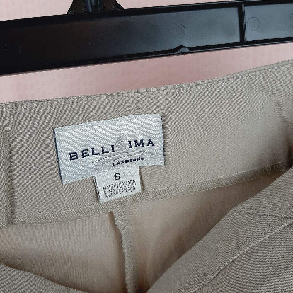 NEW Bellissima Fashions Women Straight Pants High Waist Side Zip Beige Size 6 - Picture 4 of 12